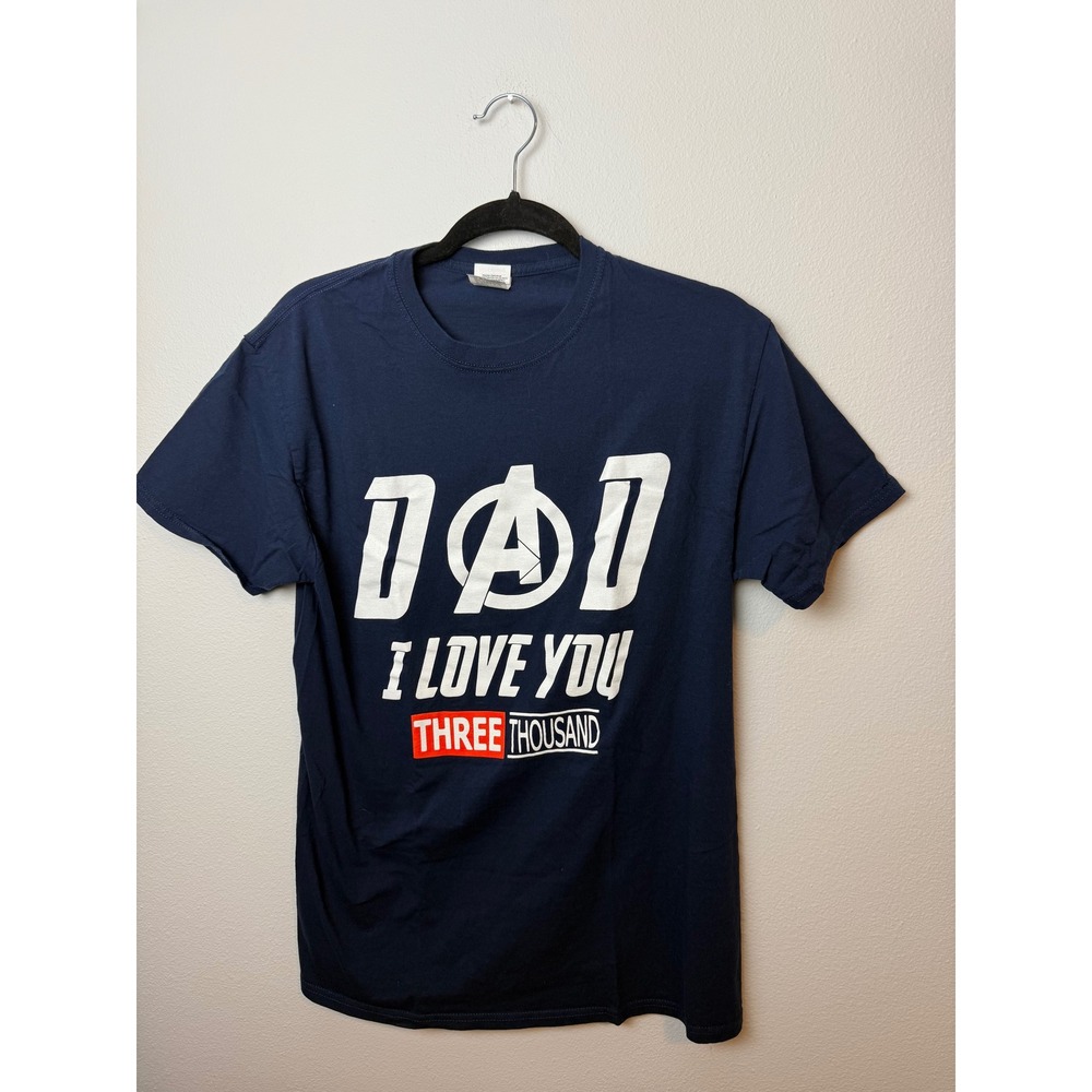 Fruit of the Loom Mens Dad I Love You 3000 Avengers Graphic T-Shirt Navy Blue M